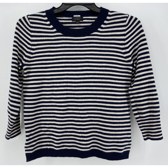 J Crew Sweaters - J Crew Sweater Womens Small Navy Striped 100% Cashmere Crewneck Nautical Preppy